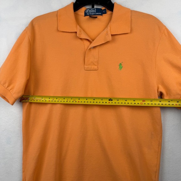 Polo by Ralph‎ Lauren Men's Small Orange Polo Shirt Green Pony Casual - Picture 4 of 7